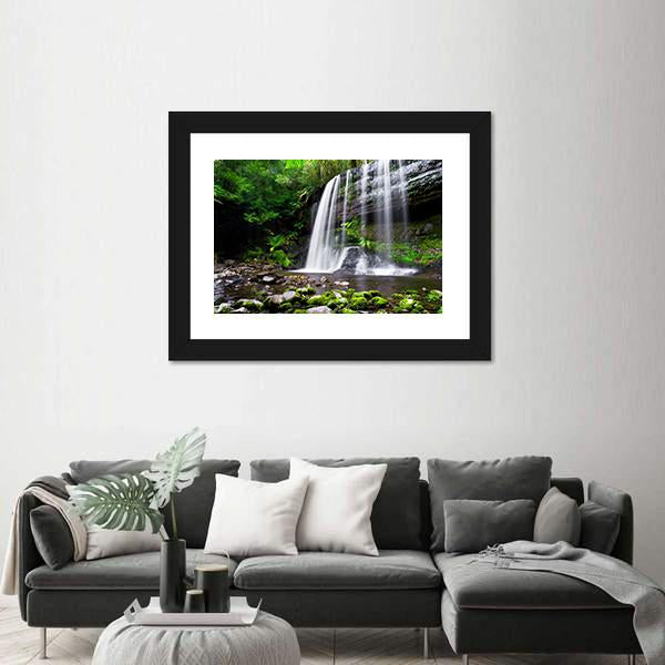 Russell Falls In Tasmania Australia Canvas Wall Art-3 Horizontal-Gallery Wrap-25" x 16"-Tiaracle