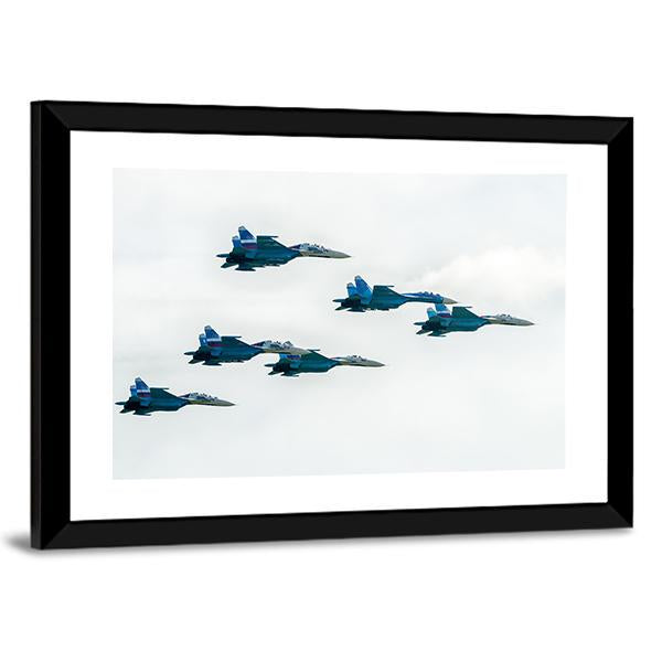 Russia Fighters SU-27 Canvas Wall Art-5 Horizontal-Gallery Wrap-22" x 12"-Tiaracle