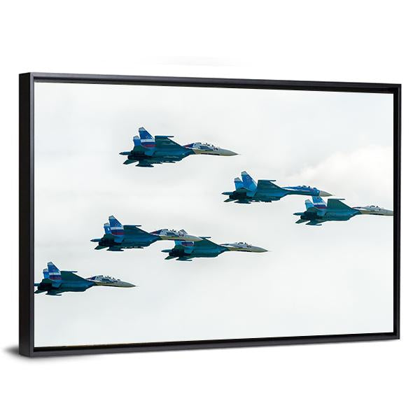 Russia Fighters SU-27 Canvas Wall Art-5 Horizontal-Gallery Wrap-22" x 12"-Tiaracle