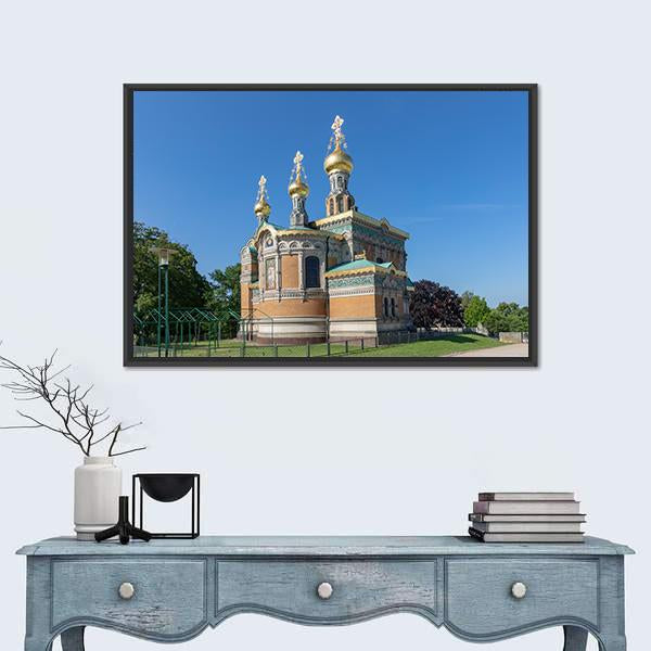 Russian Chapel In Darmstadt Germany Canvas Wall Art-1 Piece-Floating Frame-24" x 16"-Tiaracle