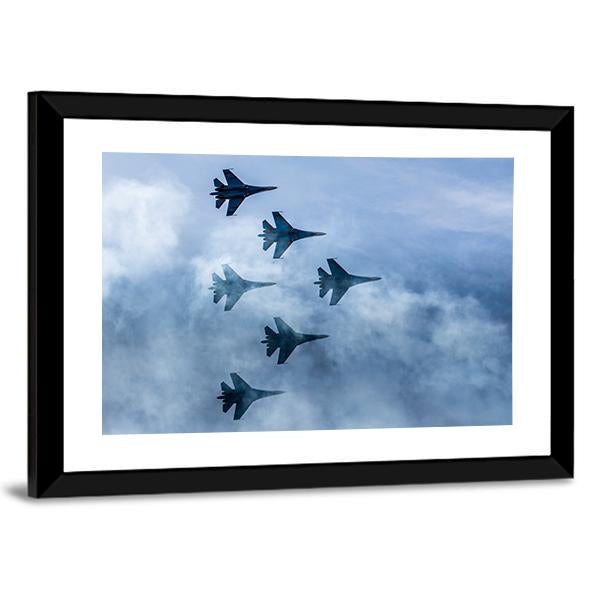 Russian Fighter Aircrafts SU 27 Canvas Wall Art-5 Horizontal-Gallery Wrap-22" x 12"-Tiaracle