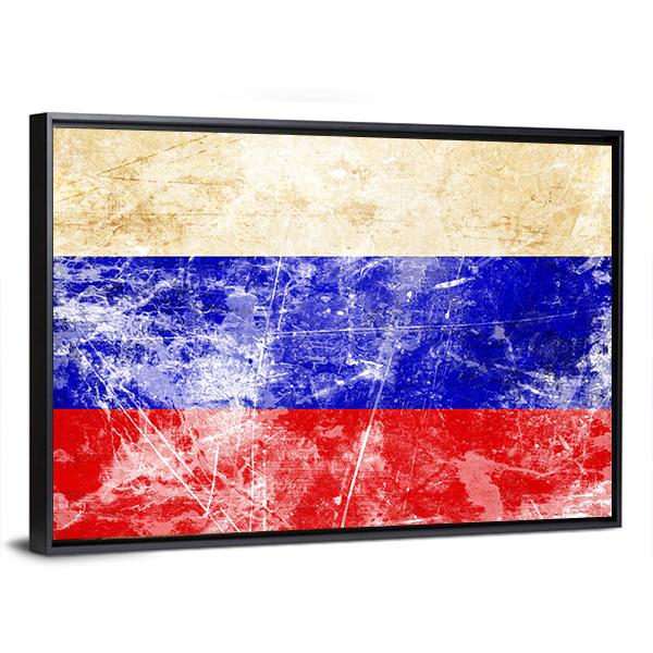 Russian Flag With Old Look Canvas Wall Art-3 Horizontal-Gallery Wrap-25" x 16"-Tiaracle
