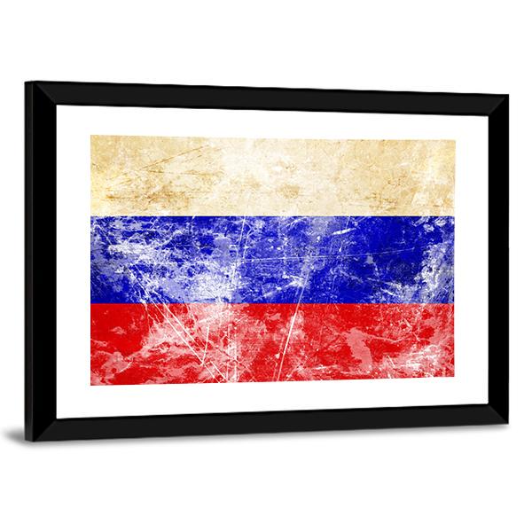 Russian Flag With Old Look Canvas Wall Art-3 Horizontal-Gallery Wrap-25" x 16"-Tiaracle
