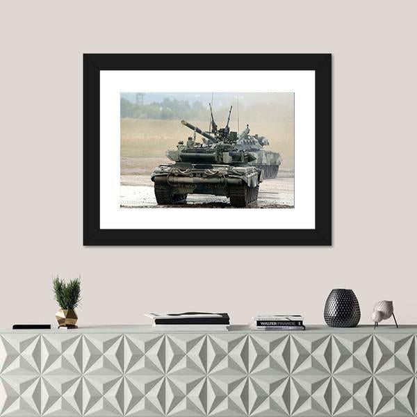 Russian Tank T-90 Canvas Wall Art-1 Piece-Framed Print-20" x 16"-Tiaracle