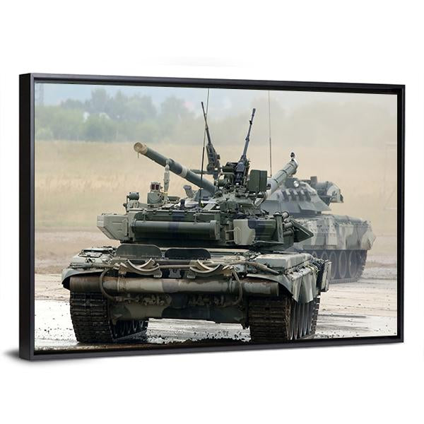 Russian Tank T-90 Canvas Wall Art-3 Horizontal-Gallery Wrap-25" x 16"-Tiaracle