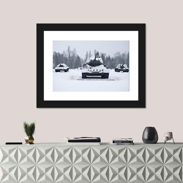Russian Tanks In Prokhorovka Canvas Wall Art-1 Piece-Framed Print-20" x 16"-Tiaracle