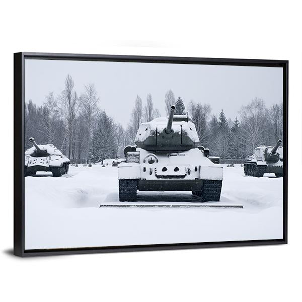 Russian Tanks In Prokhorovka Canvas Wall Art-3 Horizontal-Gallery Wrap-25" x 16"-Tiaracle