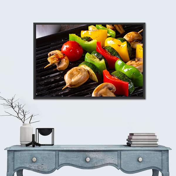 Rustic Vegetable Shashlik Canvas Wall Art-1 Piece-Floating Frame-24" x 16"-Tiaracle