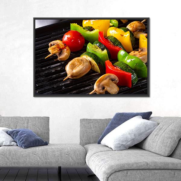 Rustic Vegetable Shashlik Canvas Wall Art-5 Horizontal-Gallery Wrap-22" x 12"-Tiaracle