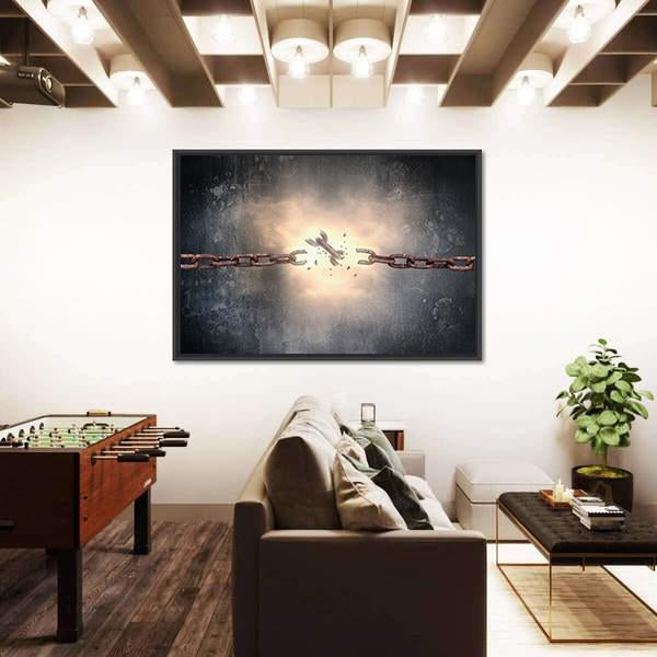 Rusty Iron Chains Broken Canvas Wall Art-5 Horizontal-Gallery Wrap-22" x 12"-Tiaracle