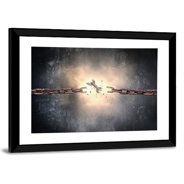 Rusty Iron Chains Broken Canvas Wall Art-5 Horizontal-Gallery Wrap-22" x 12"-Tiaracle