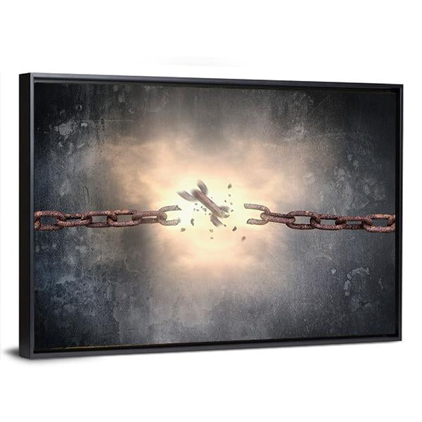 Rusty Iron Chains Broken Canvas Wall Art-5 Horizontal-Gallery Wrap-22" x 12"-Tiaracle