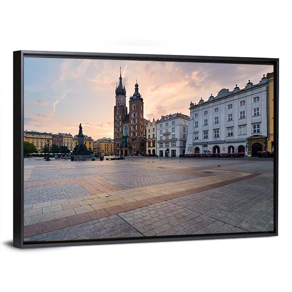 Rynek Square In Krakow Canvas Wall Art-3 Horizontal-Gallery Wrap-25" x 16"-Tiaracle