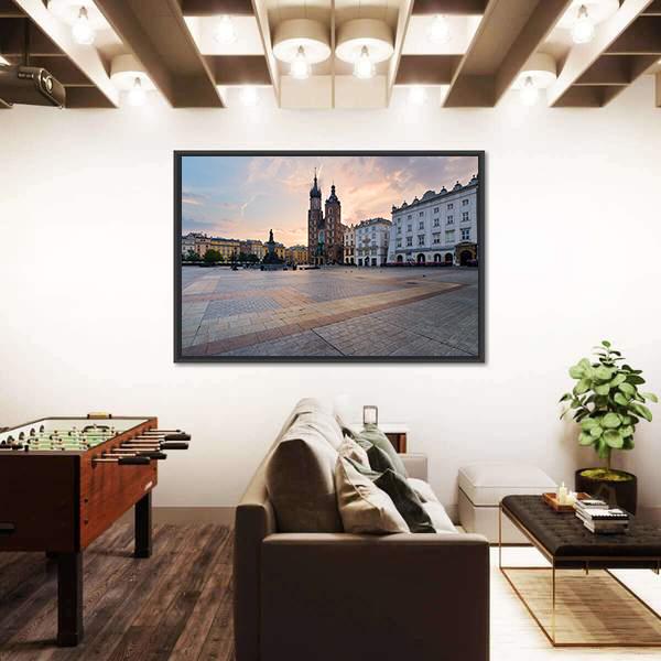 Rynek Square In Krakow Canvas Wall Art-3 Horizontal-Gallery Wrap-25" x 16"-Tiaracle