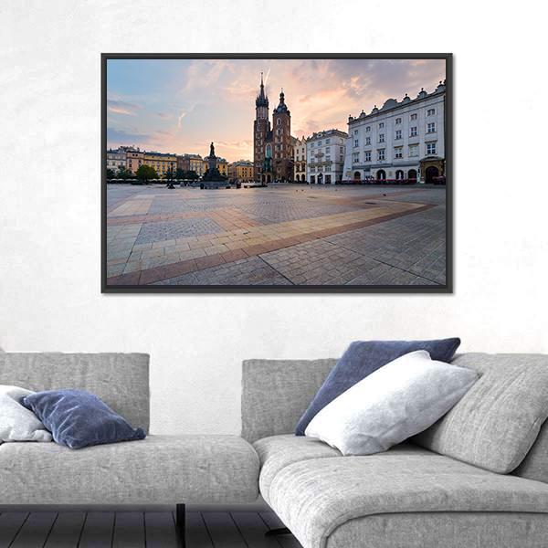 Rynek Square In Krakow Canvas Wall Art-3 Horizontal-Gallery Wrap-25" x 16"-Tiaracle