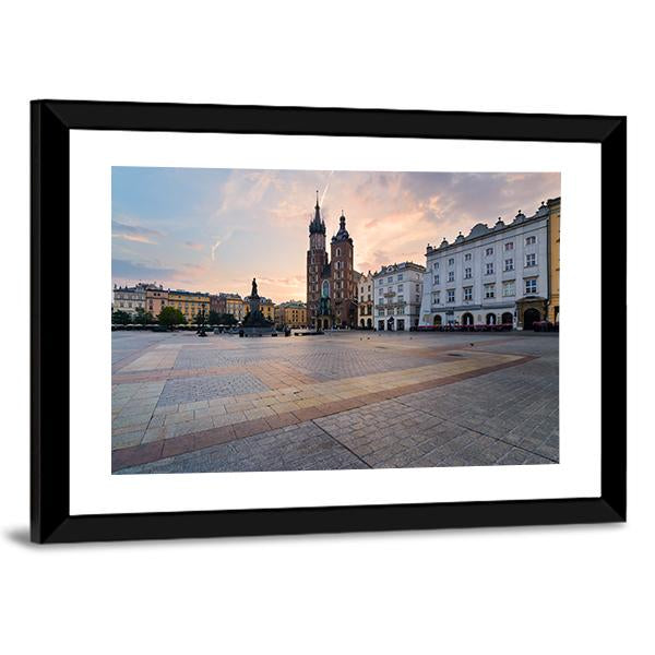 Rynek Square In Krakow Canvas Wall Art-3 Horizontal-Gallery Wrap-25" x 16"-Tiaracle