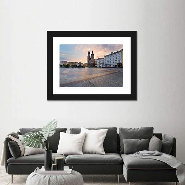 Rynek Square In Krakow Canvas Wall Art-3 Horizontal-Gallery Wrap-25" x 16"-Tiaracle