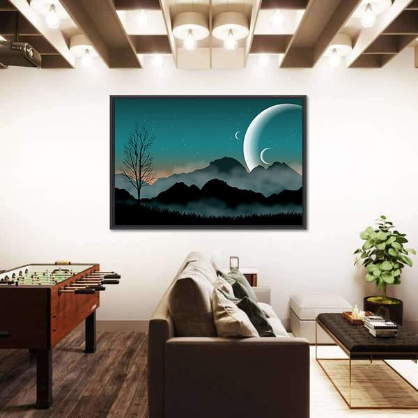SF Space Night Sky Canvas Wall Art-1 Piece-Floating Frame-24" x 16"-Tiaracle