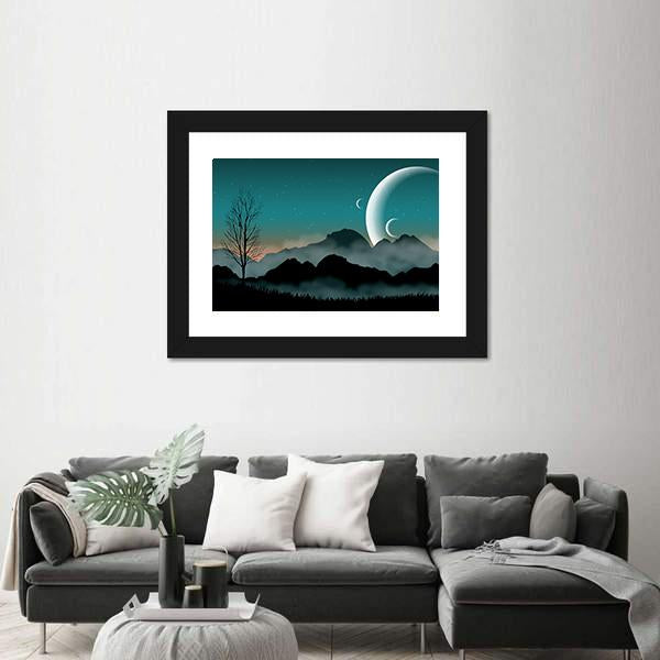 SF Space Night Sky Canvas Wall Art-1 Piece-Framed Print-20" x 16"-Tiaracle