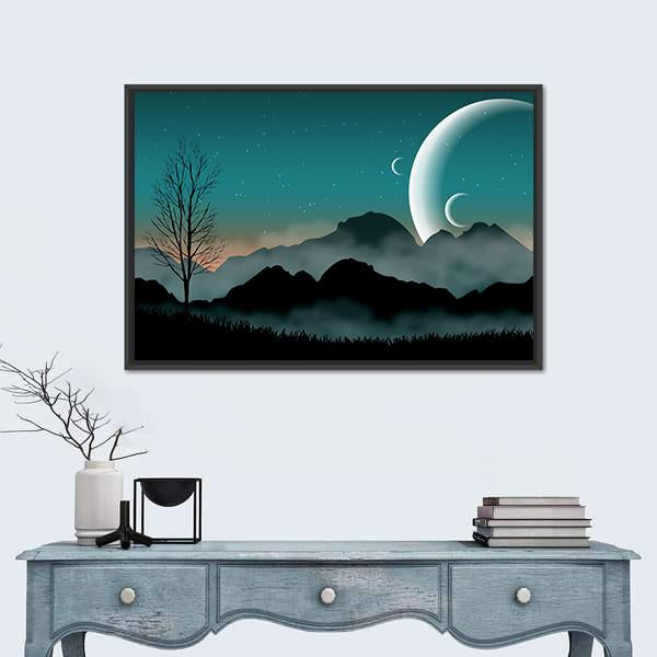 SF Space Night Sky Canvas Wall Art-5 Horizontal-Gallery Wrap-22" x 12"-Tiaracle
