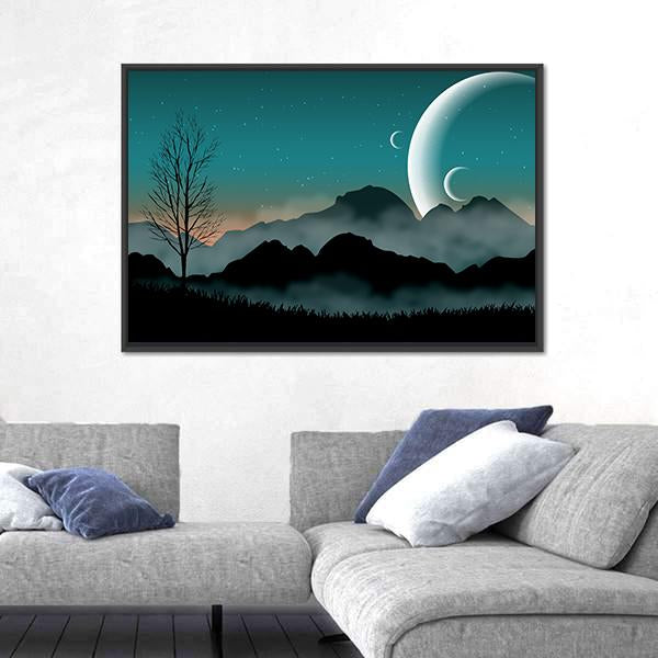 SF Space Night Sky Canvas Wall Art-5 Horizontal-Gallery Wrap-22" x 12"-Tiaracle