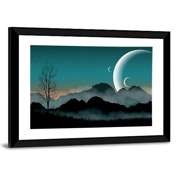 SF Space Night Sky Canvas Wall Art-5 Horizontal-Gallery Wrap-22" x 12"-Tiaracle