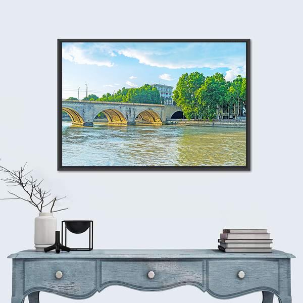 Saarbrucken Bridge Over Kura River Canvas Wall Art-1 Piece-Floating Frame-24" x 16"-Tiaracle
