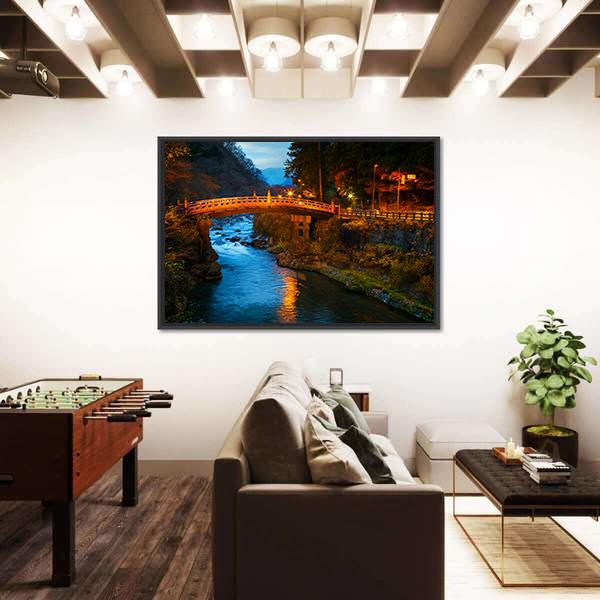 Sacred Bridge Japan Canvas Wall Art-1 Piece-Floating Frame-36" x 24"-Tiaracle