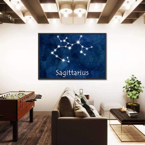 Sagittarius Horoscope Constellation Canvas Wall Art-1 Piece-Floating Frame-24" x 16"-Tiaracle