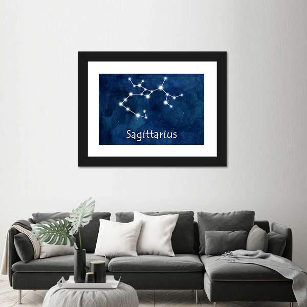 Sagittarius Horoscope Constellation Canvas Wall Art-1 Piece-Framed Print-20" x 16"-Tiaracle