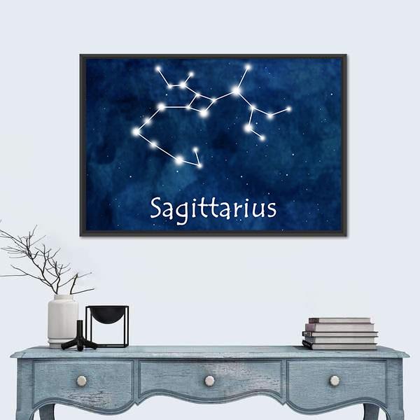 Sagittarius Horoscope Constellation Canvas Wall Art-5 Horizontal-Gallery Wrap-22" x 12"-Tiaracle