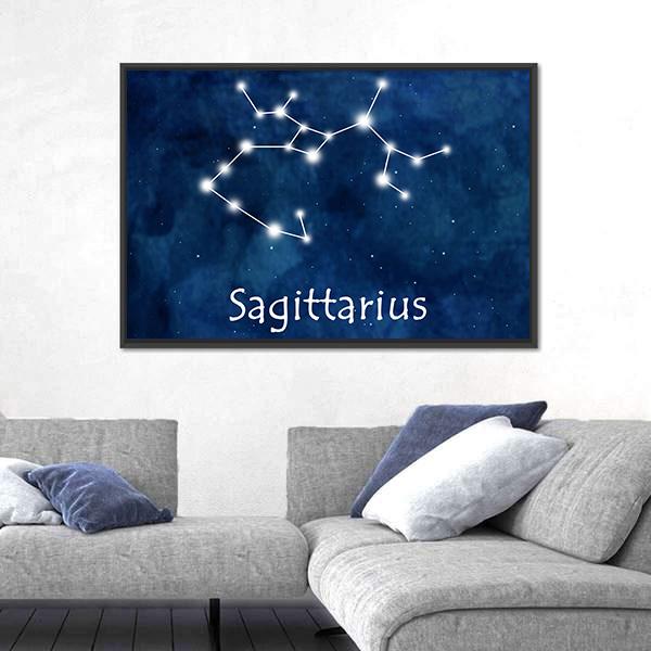 Sagittarius Horoscope Constellation Canvas Wall Art-5 Horizontal-Gallery Wrap-22" x 12"-Tiaracle