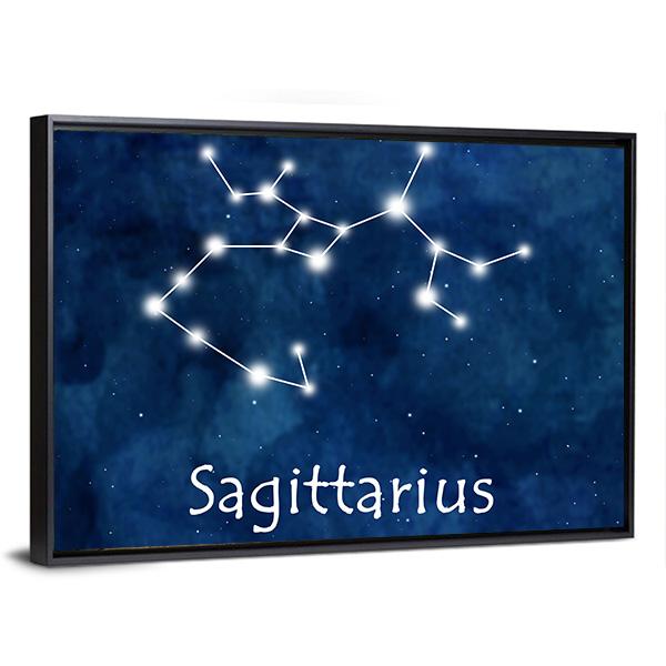 Sagittarius Horoscope Constellation Canvas Wall Art-5 Horizontal-Gallery Wrap-22" x 12"-Tiaracle