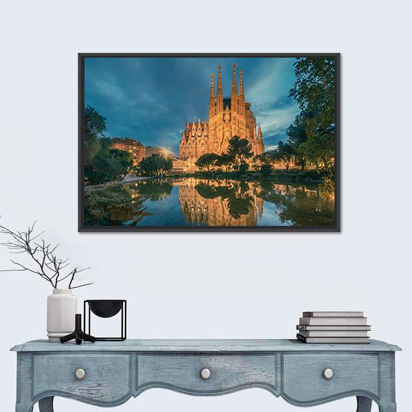 Sagrada Familia Church Canvas Wall Art-5 Horizontal-Gallery Wrap-22" x 12"-Tiaracle