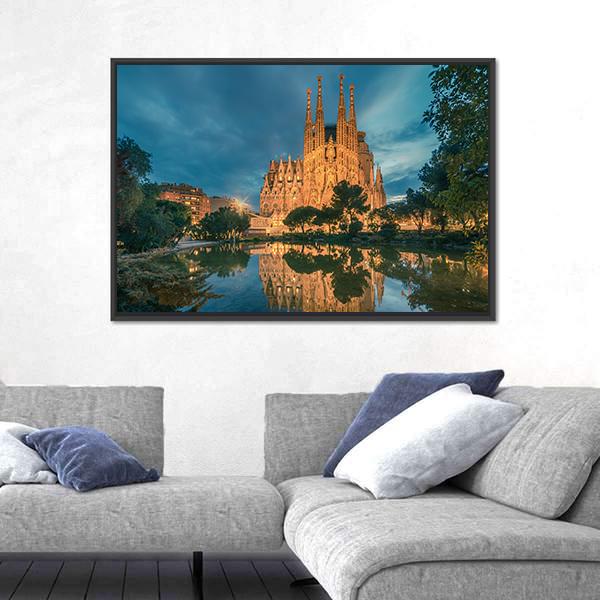 Sagrada Familia Church Canvas Wall Art-5 Horizontal-Gallery Wrap-22" x 12"-Tiaracle