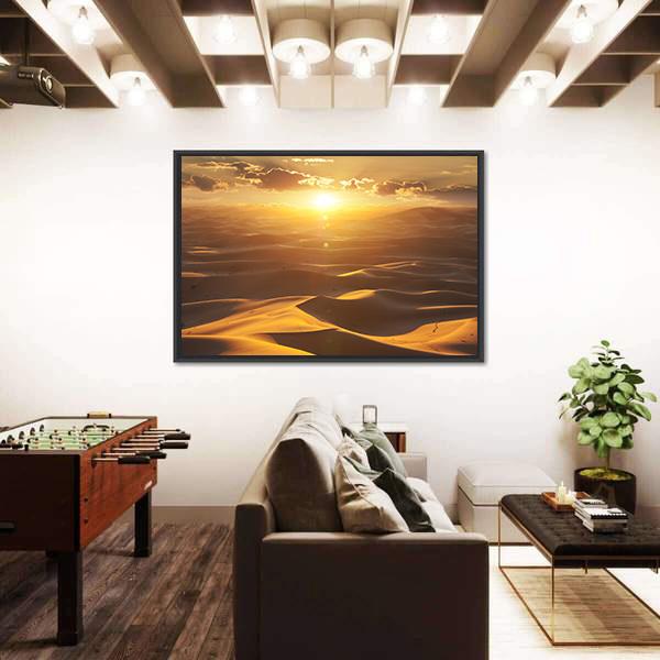 Sahara Desert At Golden Sunset Canvas Wall Art-3 Horizontal-Gallery Wrap-25" x 16"-Tiaracle