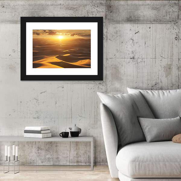 Sahara Desert At Golden Sunset Canvas Wall Art-3 Horizontal-Gallery Wrap-25" x 16"-Tiaracle