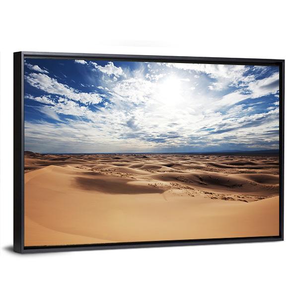 Sahara Desert Under Cloudy Sky Canvas Wall Art-3 Horizontal-Gallery Wrap-25" x 16"-Tiaracle