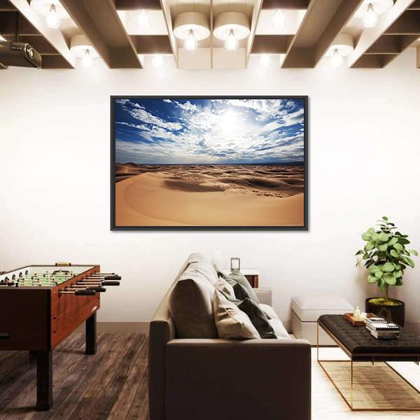 Sahara Desert Under Cloudy Sky Canvas Wall Art-3 Horizontal-Gallery Wrap-25" x 16"-Tiaracle
