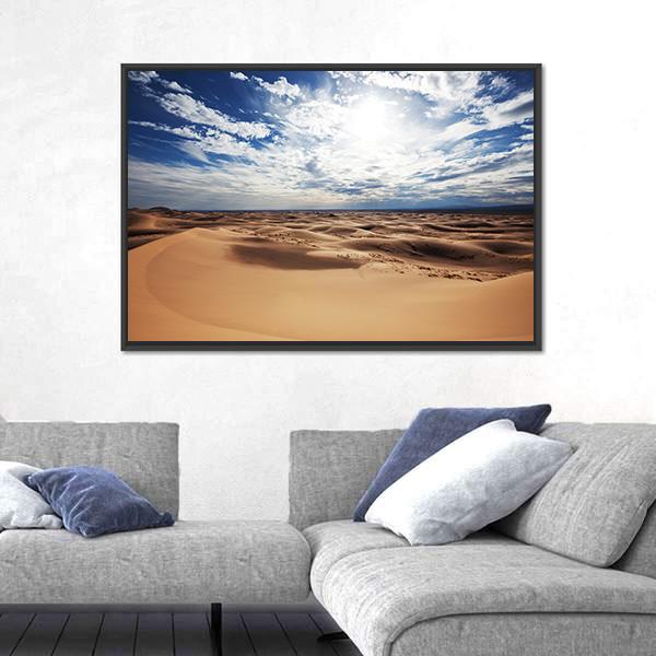 Sahara Desert Under Cloudy Sky Canvas Wall Art-3 Horizontal-Gallery Wrap-25" x 16"-Tiaracle