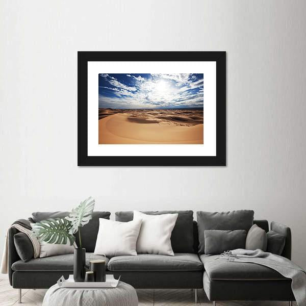 Sahara Desert Under Cloudy Sky Canvas Wall Art-3 Horizontal-Gallery Wrap-25" x 16"-Tiaracle