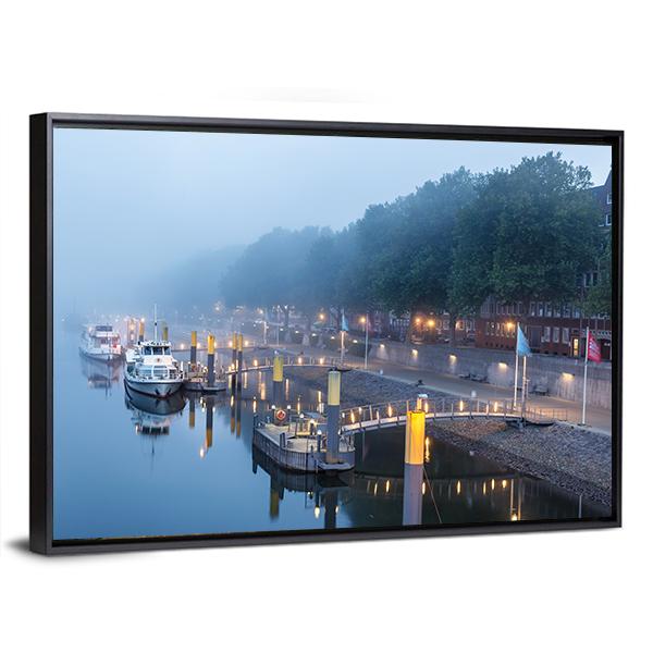 Sail Boats On The Embankment Of River Weser Canvas Wall Art-3 Horizontal-Gallery Wrap-25" x 16"-Tiaracle