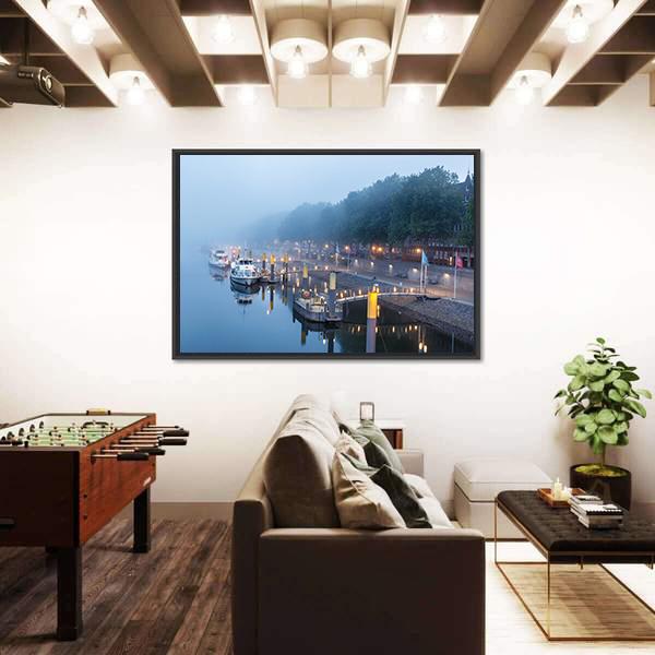 Sail Boats On The Embankment Of River Weser Canvas Wall Art-3 Horizontal-Gallery Wrap-25" x 16"-Tiaracle