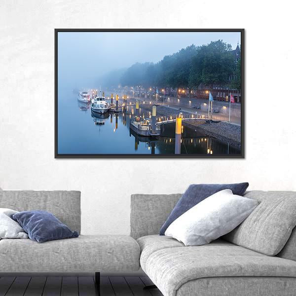 Sail Boats On The Embankment Of River Weser Canvas Wall Art-3 Horizontal-Gallery Wrap-25" x 16"-Tiaracle