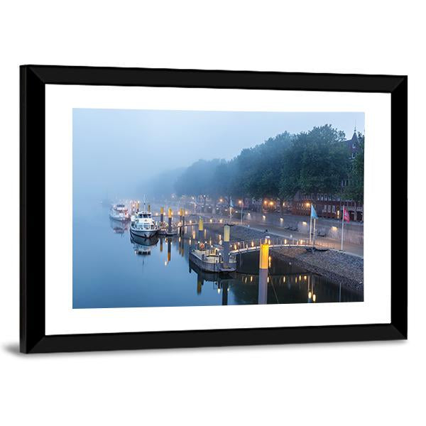 Sail Boats On The Embankment Of River Weser Canvas Wall Art-3 Horizontal-Gallery Wrap-25" x 16"-Tiaracle