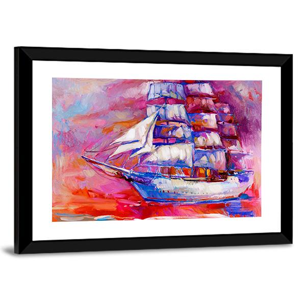Sail Ship And Sea On Canvas Wall Art-5 Horizontal-Gallery Wrap-22" x 12"-Tiaracle