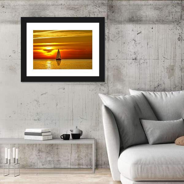 Sailboat At Sunset Canvas Wall Art-5 Horizontal-Gallery Wrap-22" x 12"-Tiaracle