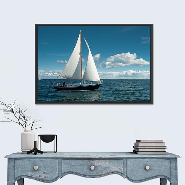 Sailing Boat On The Sea Canvas Wall Art-5 Horizontal-Gallery Wrap-22" x 12"-Tiaracle