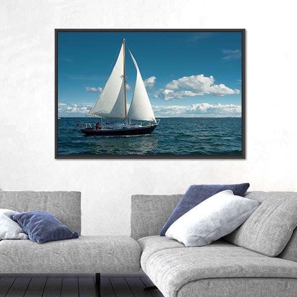 Sailing Boat On The Sea Canvas Wall Art-5 Horizontal-Gallery Wrap-22" x 12"-Tiaracle