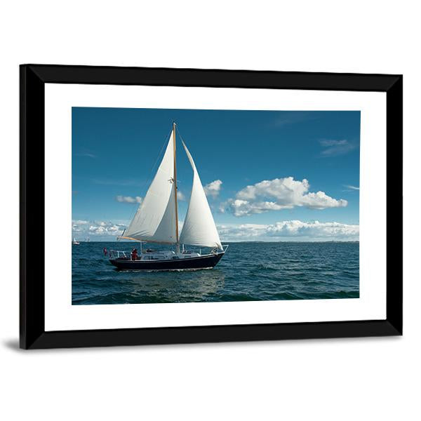 Sailing Boat On The Sea Canvas Wall Art-5 Horizontal-Gallery Wrap-22" x 12"-Tiaracle